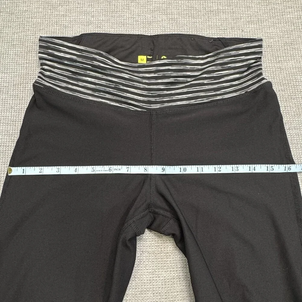 Xersion Black Striped Cropped Activewear Pants Womens Size M Stretch Yoga Mesh - Picture 10 of 16